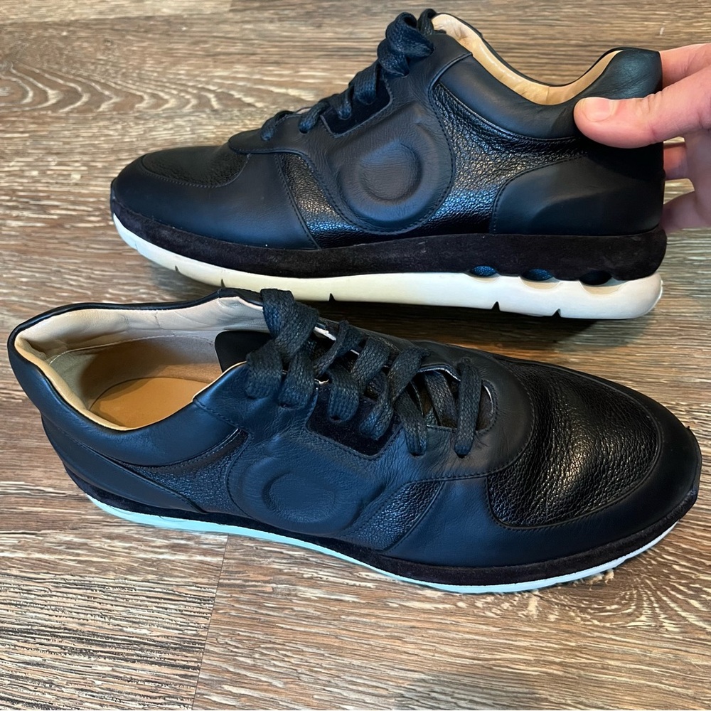Salvatore Ferragamo Black Leather Morgan Sneakers - made in Italy, Florence - Picture 4 of 14